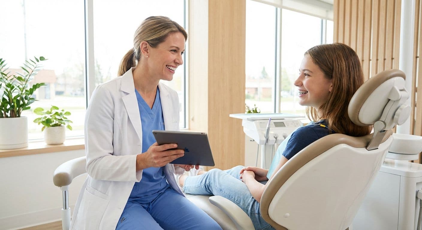 Orthodontist with patient