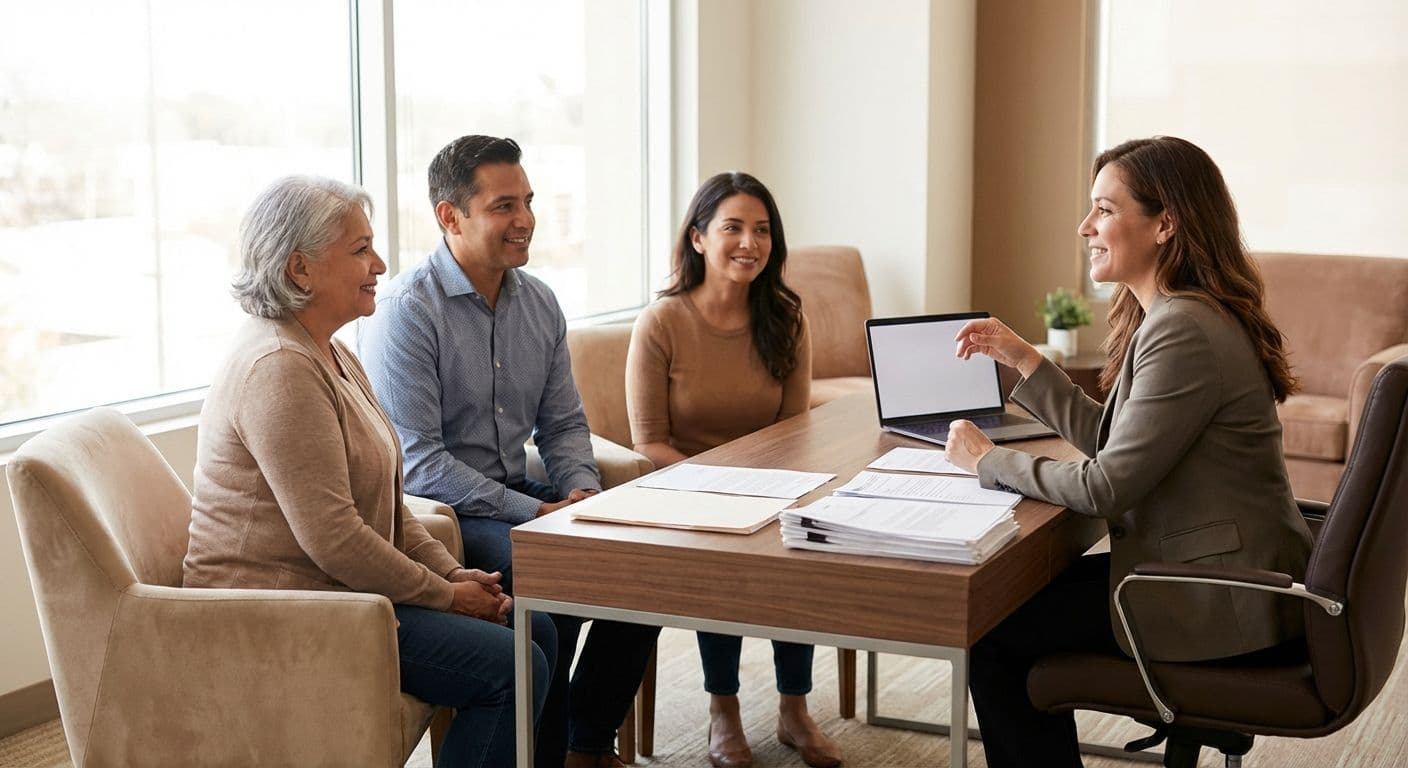 Family lawyer with clients